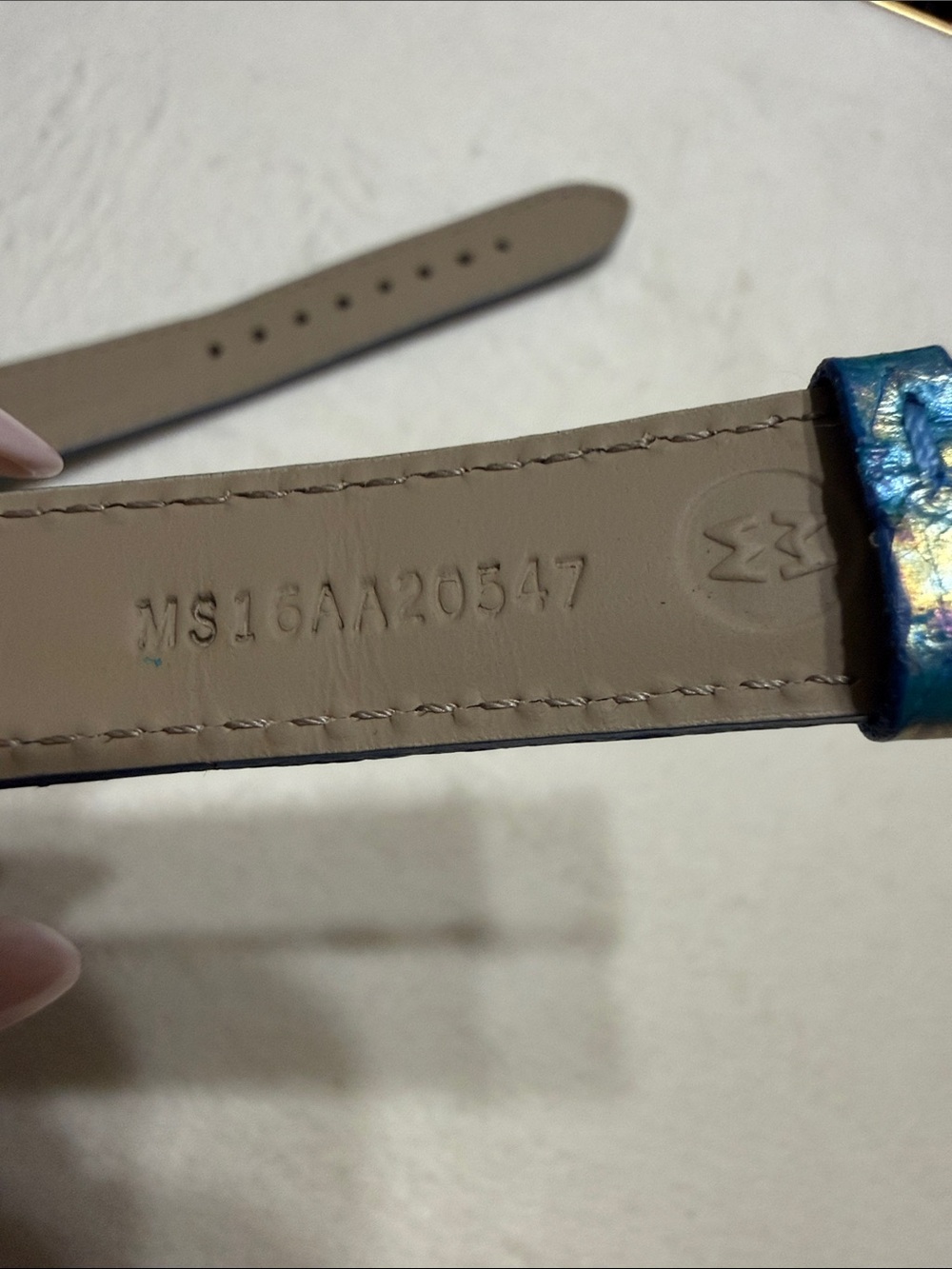 16mm Michele Snakeskin Iridescent Blue Leather Watch - Picture 5 of 5